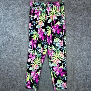 Tommy Bahama Joggers Womens Small Pink Tropical Hawaiian Vibrant Resort Dopamine